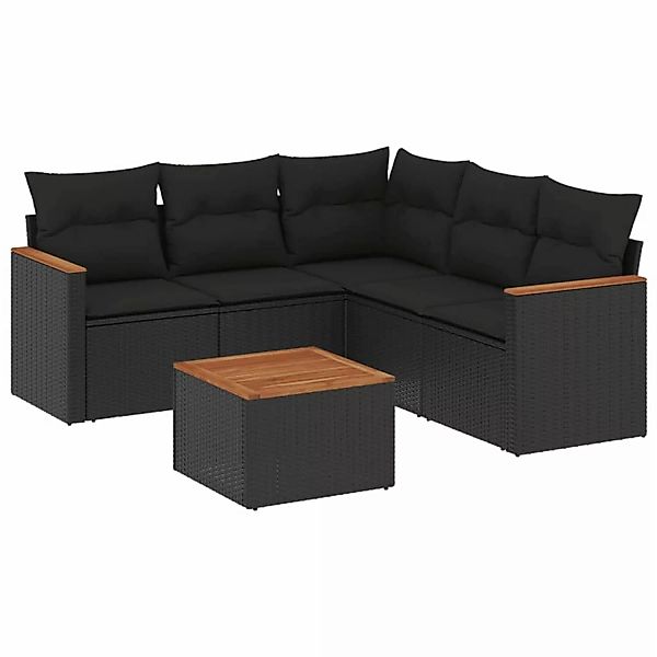 vidaXL 6-tlg Garten-Sofagarnitur mit Kissen Schwarz Poly Rattan Modell 233 günstig online kaufen