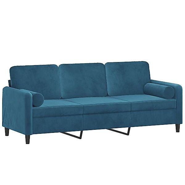 vidaXL Sofa 3-Sitzer-Sofa mit Zierkissen Blau günstig online kaufen
