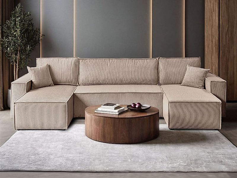 Lookway Wohnlandschaft CARLOS U CORD Gepolstertes Sofa in U-Form, Cord-Stof günstig online kaufen