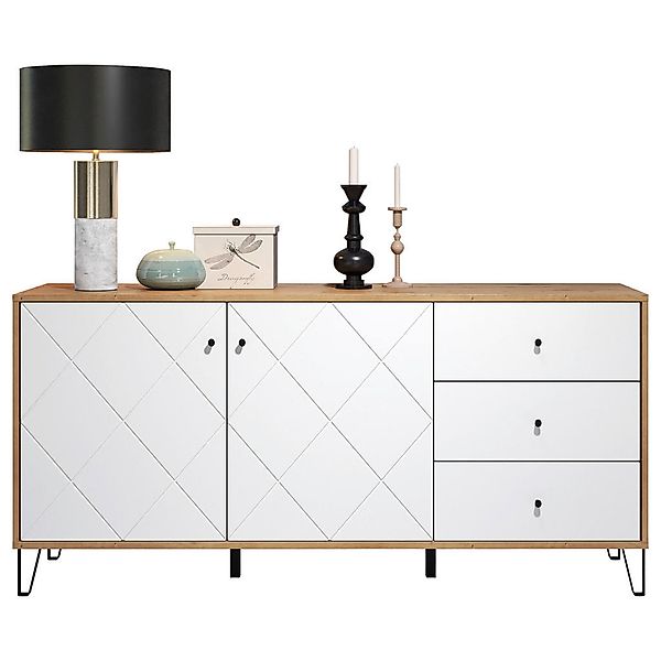 Sideboard Touch Eiche Artisan Nachbildung weiß matt B/H/T: ca. 183x76x40 cm günstig online kaufen