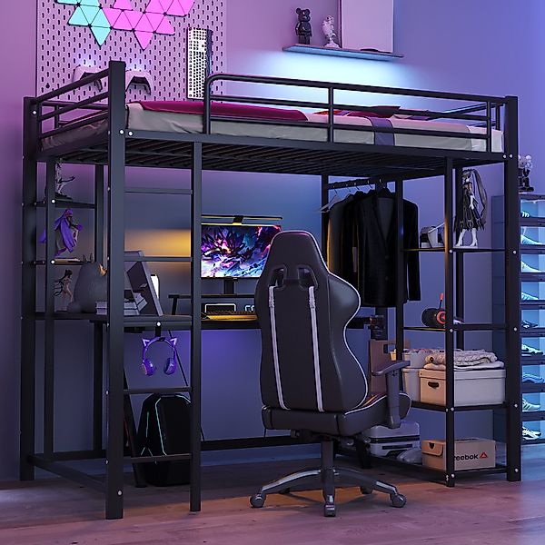 Flieks Hochbett Kinderbett Metallbett 90x200cm mit günstig online kaufen