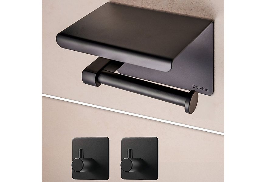 Dolvhin Toilettenpapierhalter ohne Bohren & 2 Handtuchhaken, Klopapierhalte günstig online kaufen