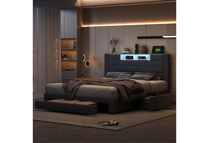 Furnishings Home Polsterbett LED Stauraumbett Doppelbett (Jugendbett, Drei günstig online kaufen