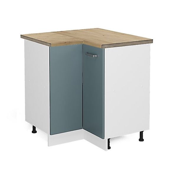 Vicco Eckunterschrank R-Line Küchen Eckschrank Blau-Grau/Weiß 76 cm AP Anth günstig online kaufen