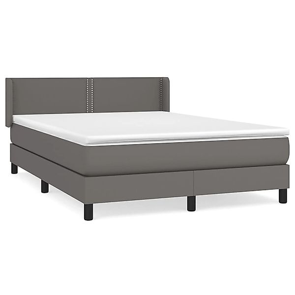 vidaXL Boxspringbett mit Matratze Grau 140x200 cm Kunstleder 3130725 günstig online kaufen