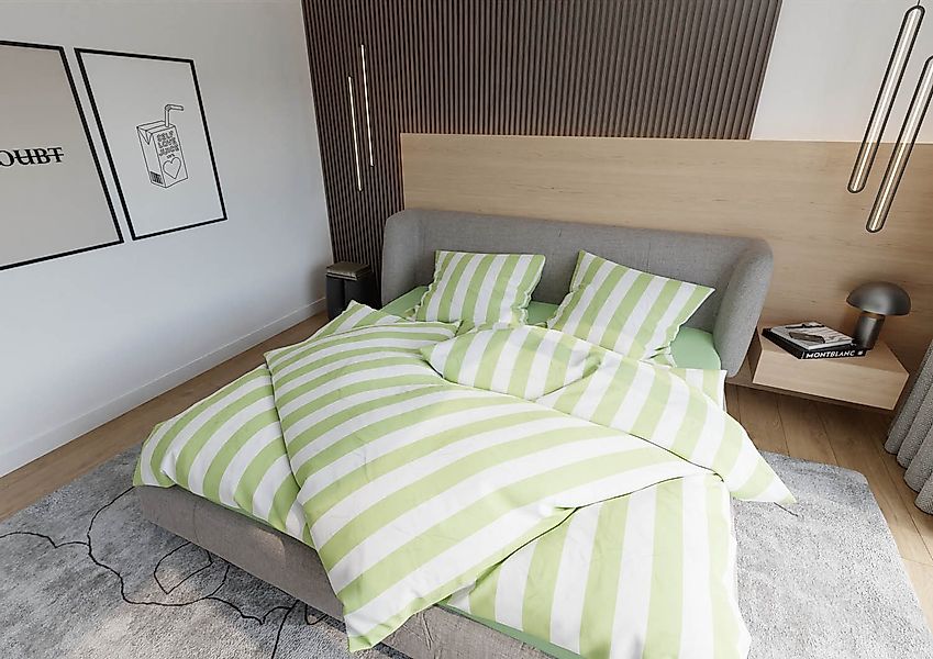 BETTWAESCHE-MIT-STIL Bettwäsche Mako Satin Bettwäsche Blockstreifen, günstig online kaufen