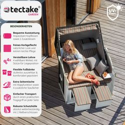 tectake Strandkorb 2-Sitzer mit Polster, verstellbar, günstig online kaufen