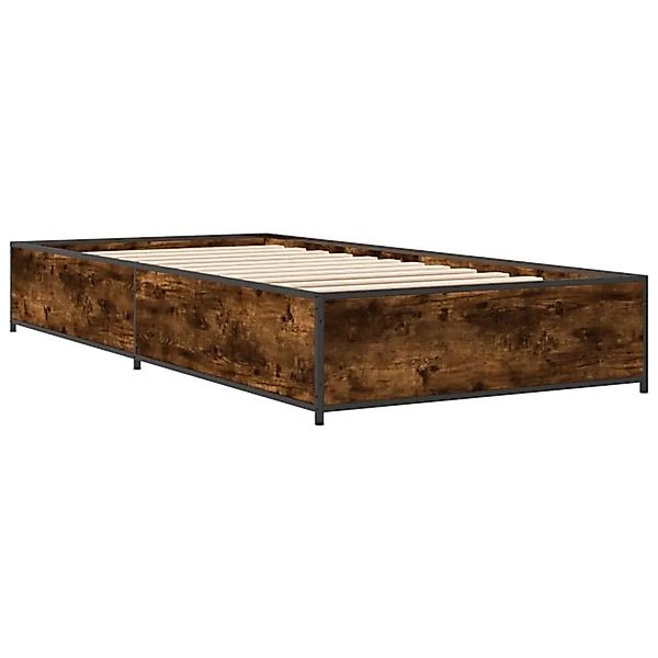 vidaXL Bettgestell Räuchereiche 75x190 cm Holzwerkstoff und Metall 845123 günstig online kaufen