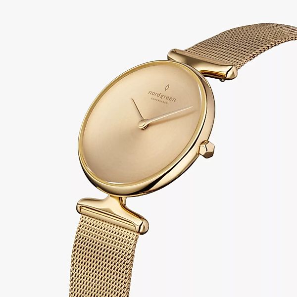 Armbanduhr Unika Gold| Mattes Edelstahl Ziffernblatt - Mesharmband Gold günstig online kaufen