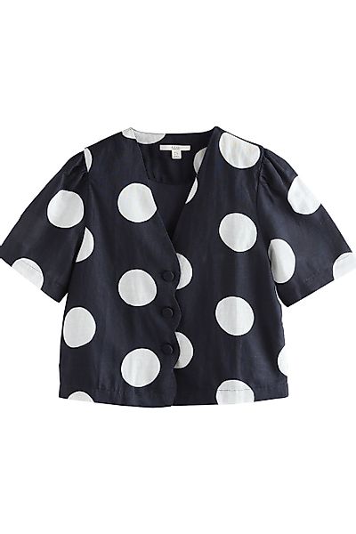 Next Kurzarmbluse Kurzärmelige Button-down-Bluse mit Bogenkanten günstig online kaufen