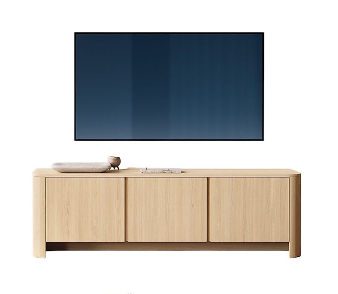 Compleo TV-Schrank im Japandi Stil, TV Lowboard mit 3 Türen, Kaschmir oder günstig online kaufen