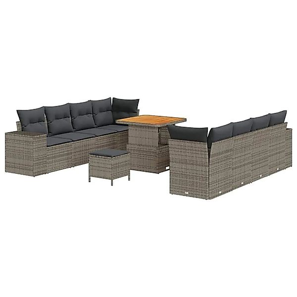 vidaXL Gartensofa-set mit Kissen mit Speicher 11-Tlg Grau Poly-Rattan 33639 günstig online kaufen