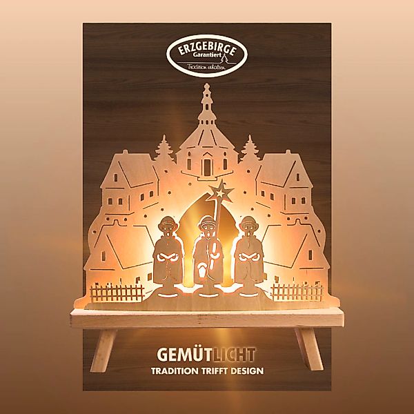Weigla Lichterbogen "Dekoleuchte aus Holz mit Seiffener Kirche, NATUR, Made günstig online kaufen