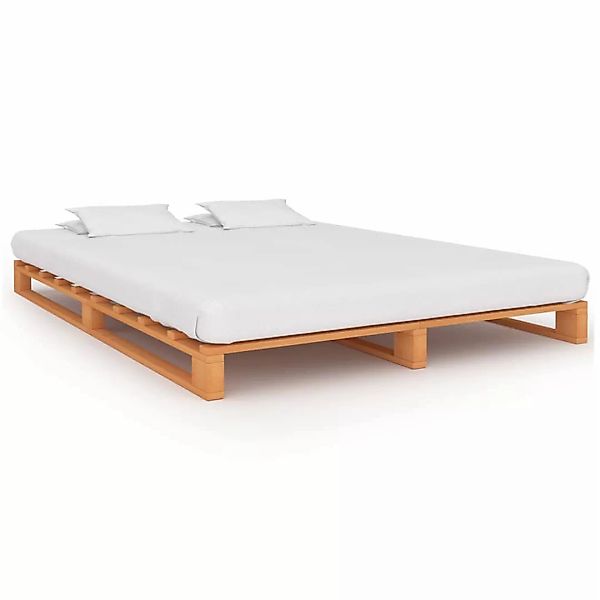 Palettenbett Braun Massivholz Kiefer 140×200 Cm günstig online kaufen