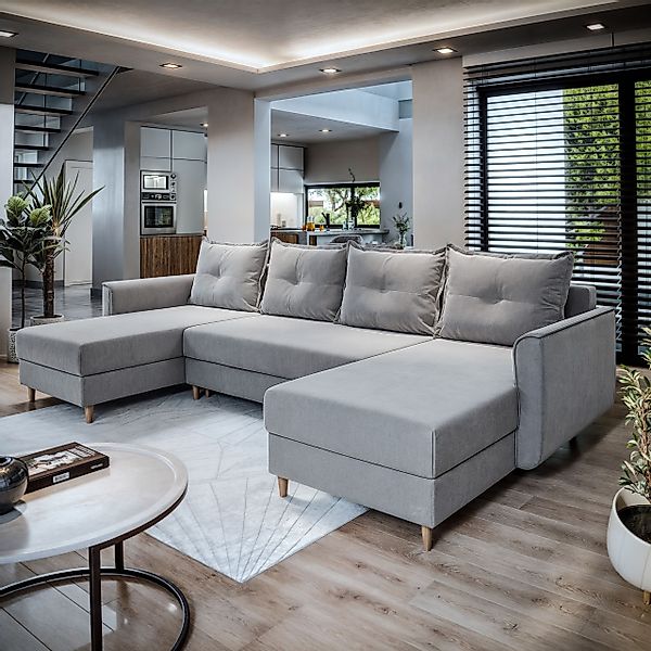 Masseno Ecksofa VERNI mit Schlaffunktion U-Form, günstig online kaufen