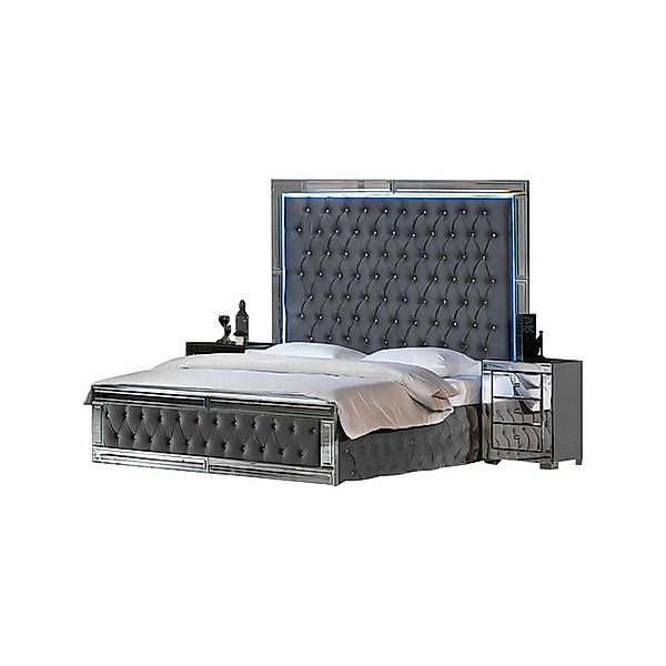 JVmoebel Bett Graues Chesterfield Doppelbett Moderner Bettrahmen Schlafzimm günstig online kaufen