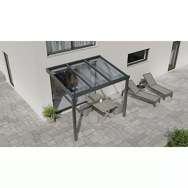 Terrassenüberdachung Professional 300 cm x 250 cm Anthrazit Struktur PC Kla günstig online kaufen