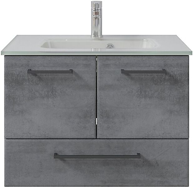 Saphir Badmöbel-Set »Quickset 945 Glas-Waschtisch mit Unterschrank, 74 cm b günstig online kaufen