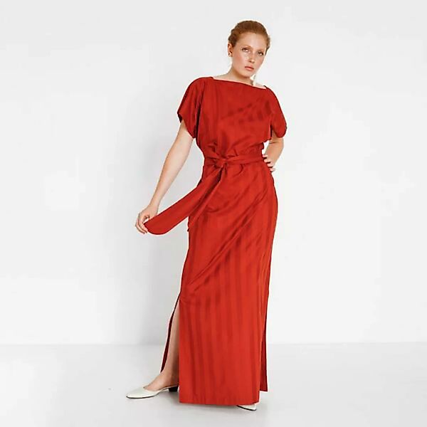Langes Abendkleid Aus Roter Bio-baumwolle günstig online kaufen