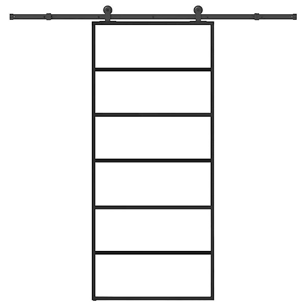vidaXL Schiebetür mit Beschlag 90x205 cm ESG-Glas & Aluminium 3332831 günstig online kaufen
