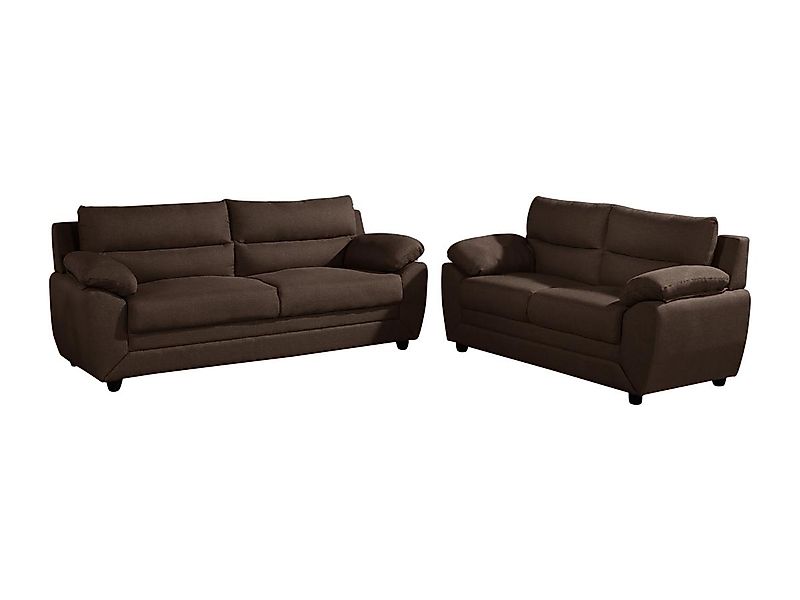 Sofa 3-Sitzer & 2-Sitzer - Stoff - Braun - MANOA günstig online kaufen