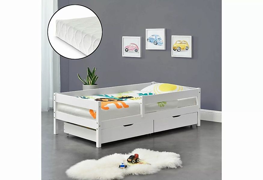 en.casa Kinderbett, »Borgarnes« Holzbett mit Matratze weiß 90 x 200 cm günstig online kaufen