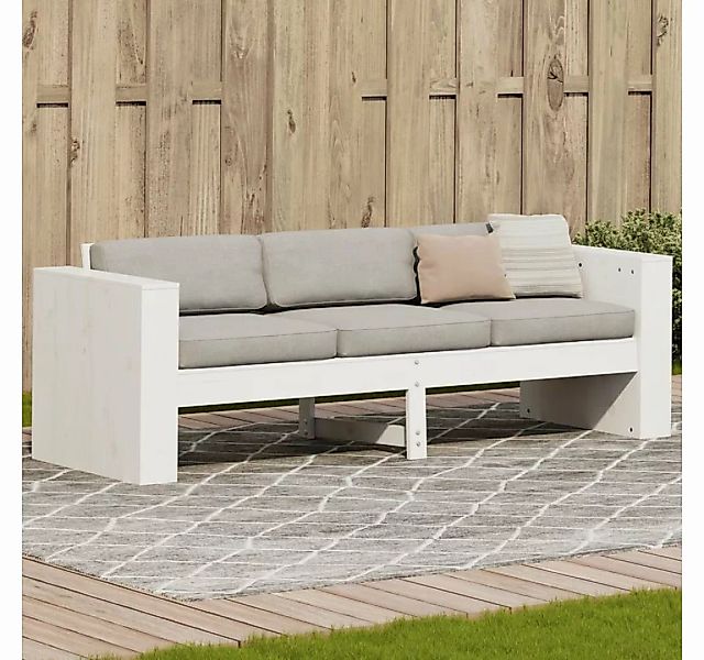 vidaXL Loungesofa Gartensofa 3-Sitzer Weiß 189x60x62 cm Massivholz Kiefer günstig online kaufen
