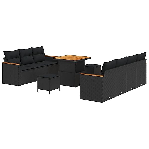 vidaXL Gartensofa-set mit Kissen 14-Tlg Schwarz Poly-Rattan 3364954 günstig online kaufen