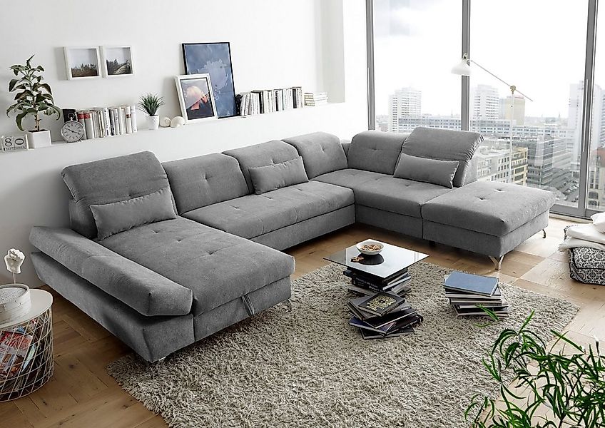 ED EXCITING DESIGN Wohnlandschaft "Melfi U-Form mit Bettfunktion, Bettkaste günstig online kaufen