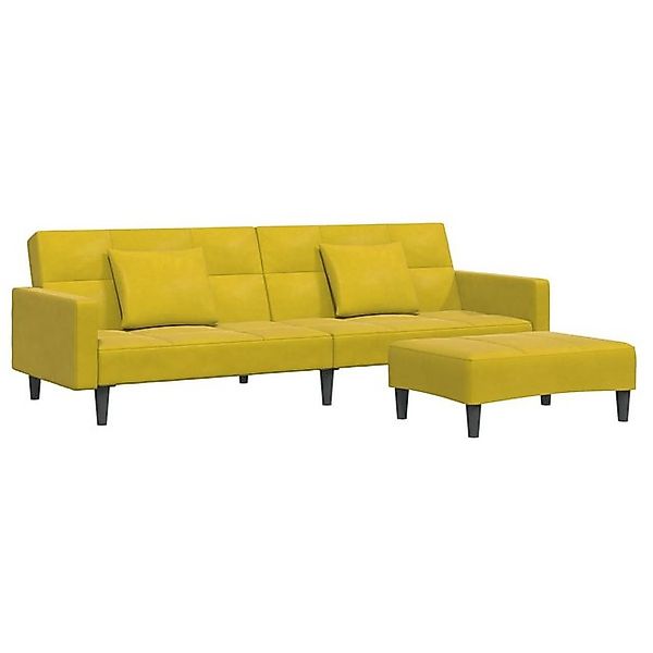 vidaXL Sofa Schlafsofa 2-Sitzer mit Fußhocker Gelb Samt günstig online kaufen
