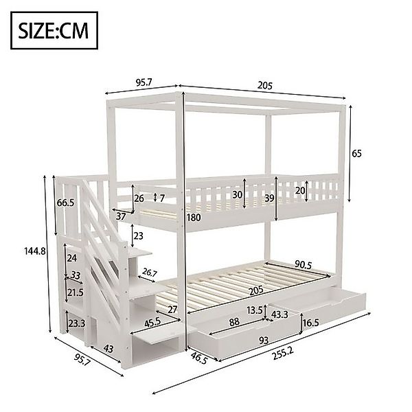 Celya Etagenbett Kinderbett, 90*200 cm Mit Staufach und Sicherheitsleiter ( günstig online kaufen