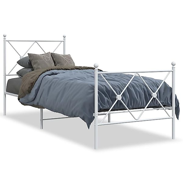 vidaXL Bettgestell mit Kopf- und Fußteil Metall Weiß 80x200 cm 376560 günstig online kaufen