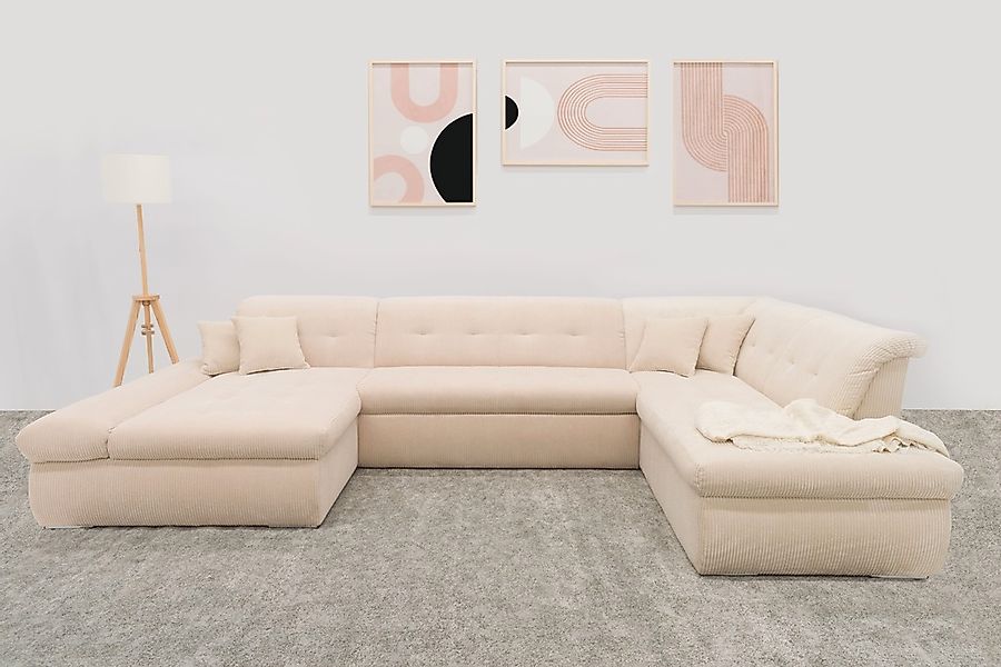 DOMO collection Wohnlandschaft "Moric U-Form, auch in Cord, Breite 353cm, v günstig online kaufen