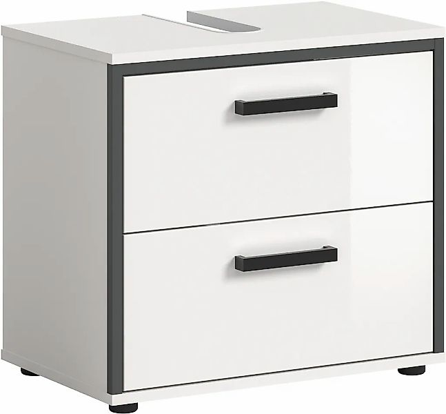 welltime Waschbeckenunterschrank "KAJO, hochglanz Front, 2 Schubladen, Siph günstig online kaufen