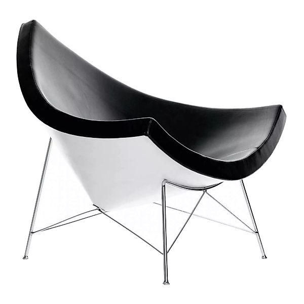 Vitra - Coconut Chair Nelson Sessel - schwarz/weiß/Bezug Leder schwarz/Scha günstig online kaufen