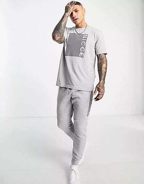 Nicce – Cube – T-Shirt in Grau mit Box-Print günstig online kaufen