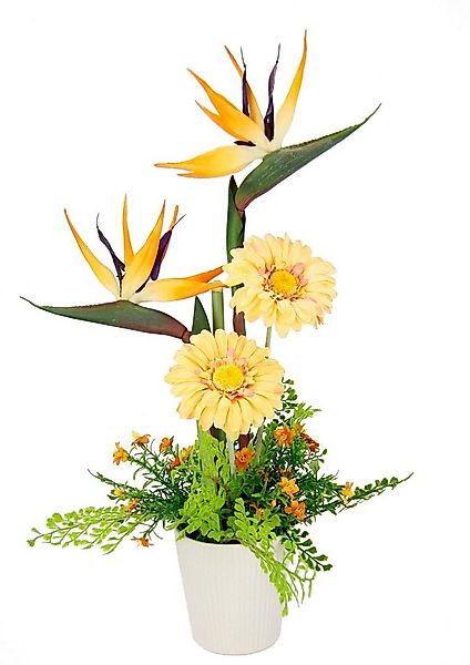 Kunstblume Arrangement Strelitzie/Gerbera, I.GE.A., Höhe 60 cm, Topf aus Ke günstig online kaufen