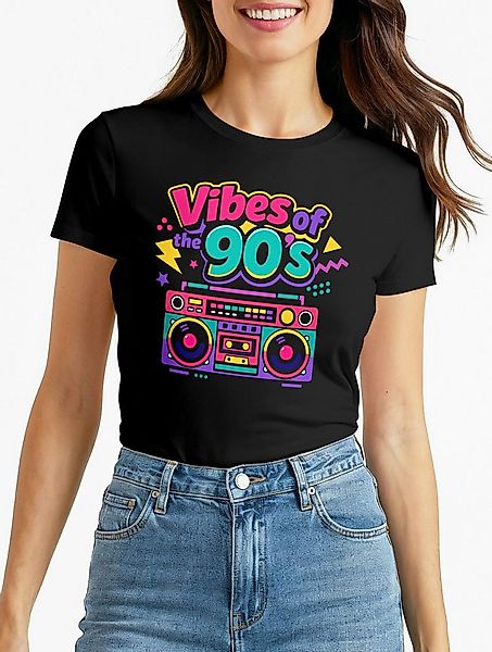 MoonWorks Print-Shirt Damen T-Shirt - Vibes of 90s Retro Design - Fasching günstig online kaufen