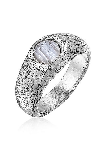 HAZE & GLORY Siegelring Kreis Achat Blau Fashion 925 Sterling Silber günstig online kaufen