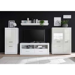 Schrankwand in Hochglanz Weiß 315 cm (vierteilig) günstig online kaufen