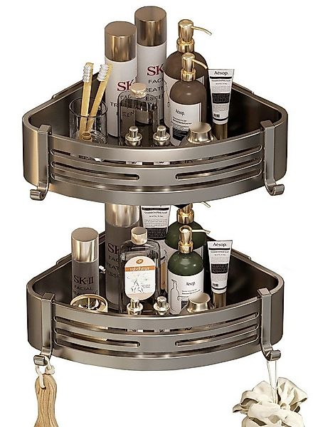 Refined Living Duschregal 2-Stück Eckregal ohne Bohren aus rostfreiem Alumi günstig online kaufen