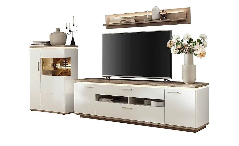 uno Wohnkombination  Parez ¦ weiß ¦ Maße (cm): B: 300 H: 181 T: 50.0 Wohnwä günstig online kaufen