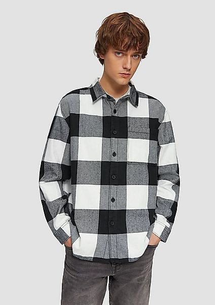 QS Langarmhemd Hemd Relaxed Fit: Flanellhemd mit Brusttasche günstig online kaufen