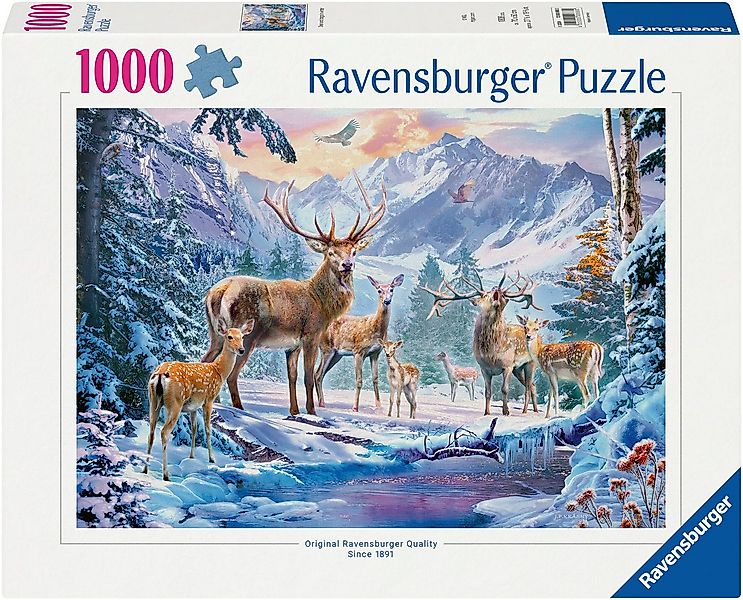 Ravensburger Puzzle Rehe und Hirsche im Winter, 1000 Puzzleteile, Made in G günstig online kaufen