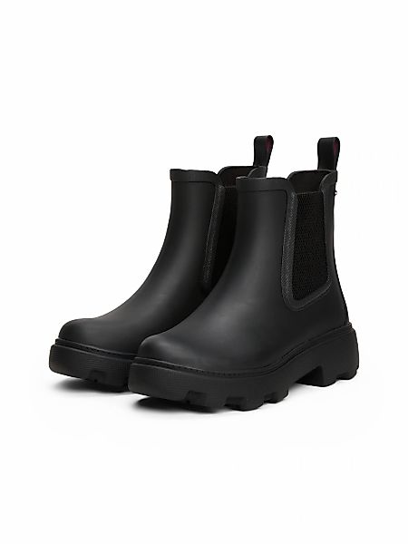 Tommy Hilfiger RUBBER FLAG CLEATED RAINBOOT Chelseaboots, Blockabsatz, Schl günstig online kaufen