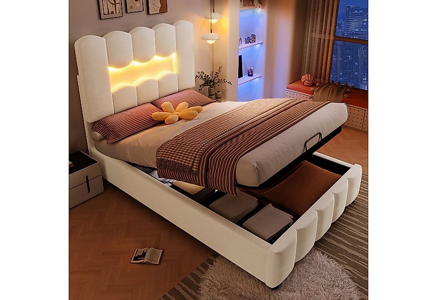 MODFU Polsterbett mit LED-Licht (Kinderbett mit hydraulischem Bettkasten & günstig online kaufen