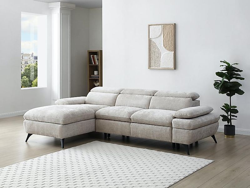 Ecksofa mit Schlaffunktion mit Bettkasten - Ecke links - Strukturstoff - Be günstig online kaufen