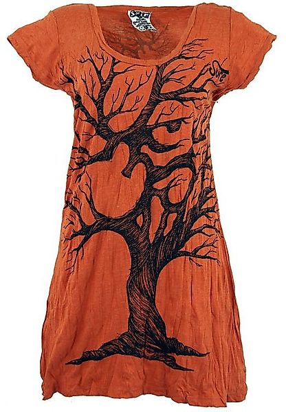 Guru-Shop T-Shirt Sure Long Shirt, Minikleid OM Tree - rostorange alternati günstig online kaufen