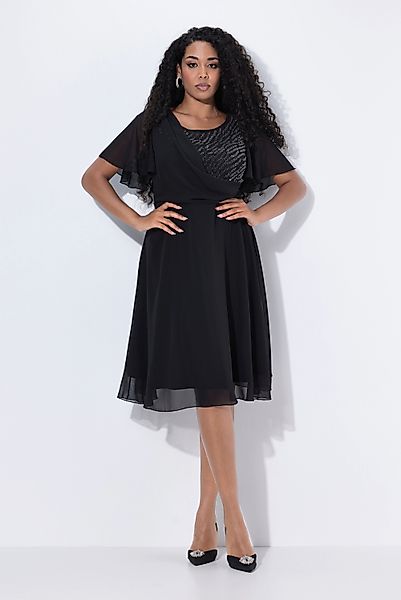 Ulla Popken Cocktailkleid Midi-Abendkleid Chiffon Drapierung günstig online kaufen