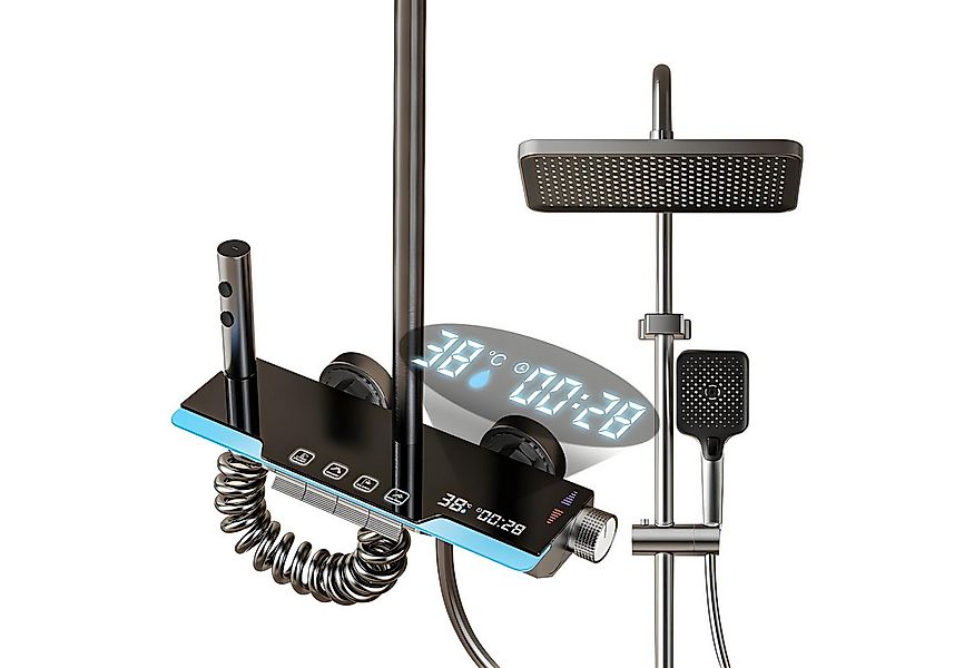 LuxaSteel Duscharmatur Duschsystem mit LED Display & Thermostat – Regendusc günstig online kaufen